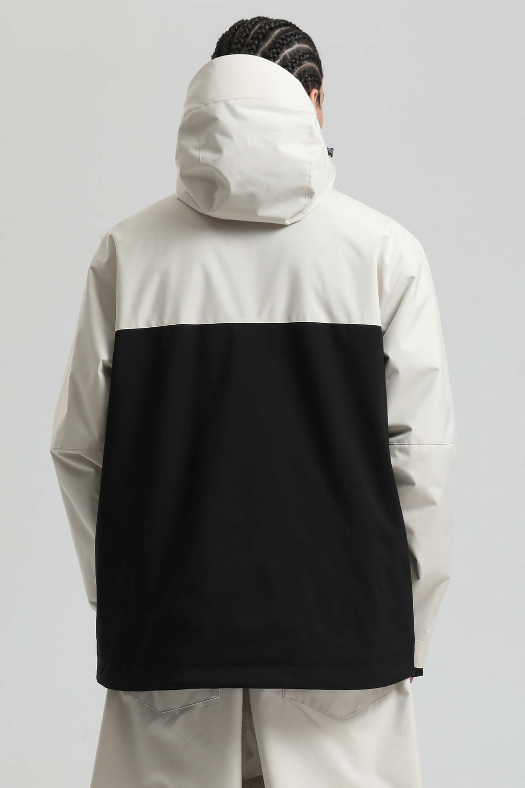 Men's White & Black Asym-Zip Face-Vent Ski Jacket Waterproof Insulated Snow Jacket