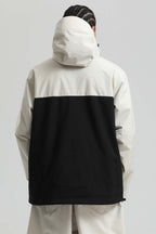 Men's White & Black Asym-Zip Face-Vent Ski Jacket Waterproof Insulated Snow Jacket