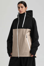 Women's Black Asym-Zip Face-Vent Ski Jacket Waterproof Insulated Snow Jacket