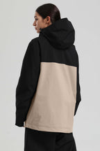Women's Black & Khaki Asym-Zip Face-Vent Ski Jacket Waterproof Insulated Snow Jacket