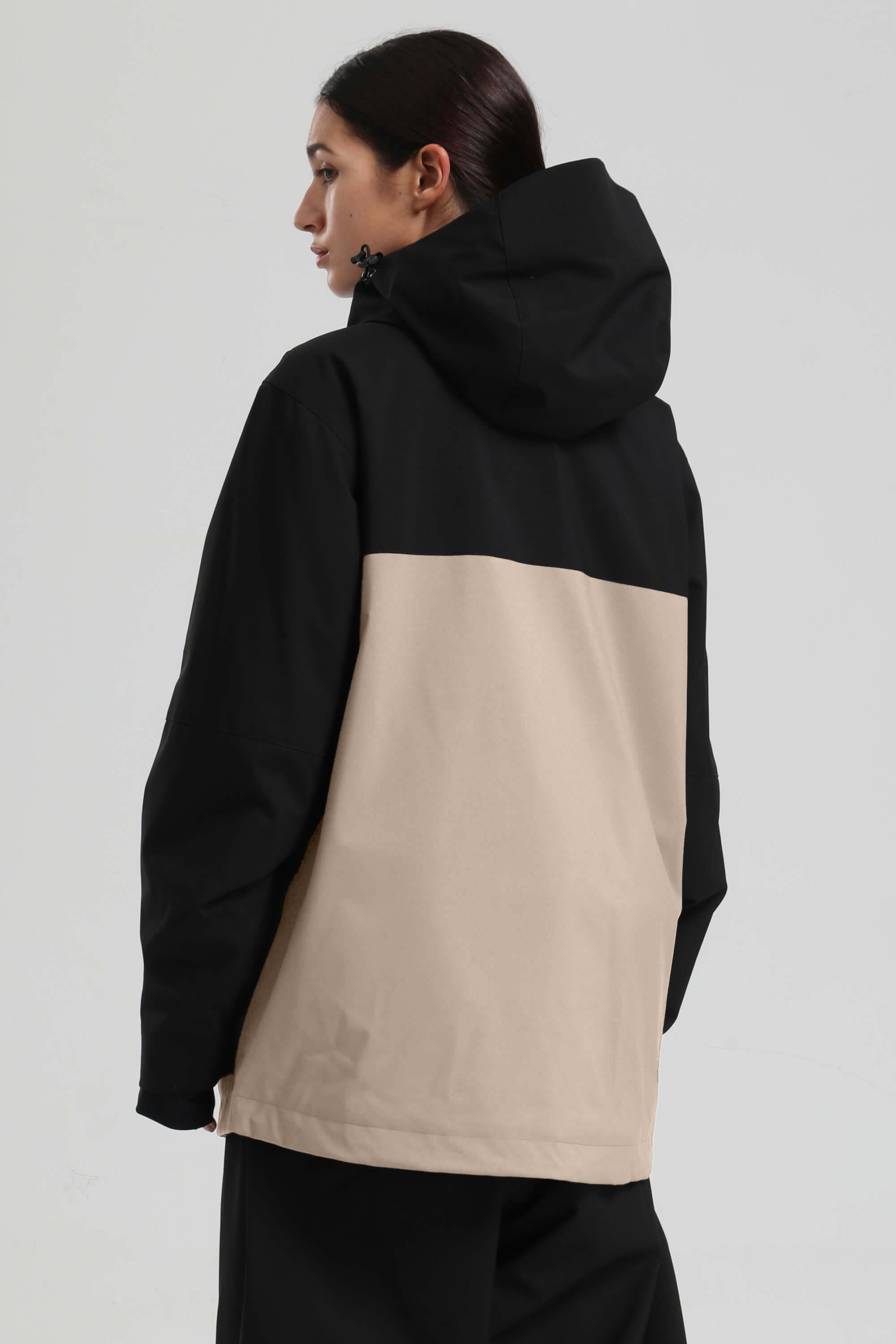 Women's Black & Khaki Asym-Zip Face-Vent Ski Jacket Waterproof Insulated Snow Jacket