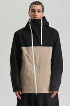 Men's Black & Coffee Asym-Zip Face-Vent Ski Jacket Waterproof Insulated Snow Jacket