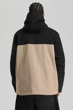 Men's Black & Khaki Asym-Zip Face-Vent Ski Jacket Waterproof Insulated Snow Jacket