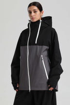 Women's Black & Grey Asym-Zip Face-Vent Ski Jacket Waterproof Insulated Snow Jacket