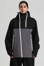 Women's Black & Grey Asym-Zip Face-Vent Ski Jacket Waterproof Insulated Snow Jacket