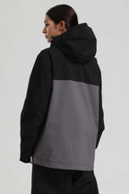 Women's Black & Grey Asym-Zip Face-Vent Ski Jacket Waterproof Insulated Snow Jacket