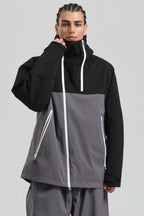 Men's Green & Black Asym-Zip Face-Vent Ski Jacket Waterproof Insulated Snow Jacket