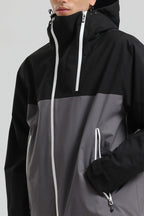 Men's Black & Grey Asym-Zip Face-Vent Ski Jacket Waterproof Insulated Snow Jacket
