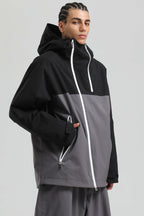 Men's Black & Khaki Asym-Zip Face-Vent Ski Jacket Waterproof Insulated Snow Jacket