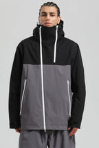 Men's Black & Grey Asym-Zip Face-Vent Ski Jacket Waterproof Insulated Snow Jacket