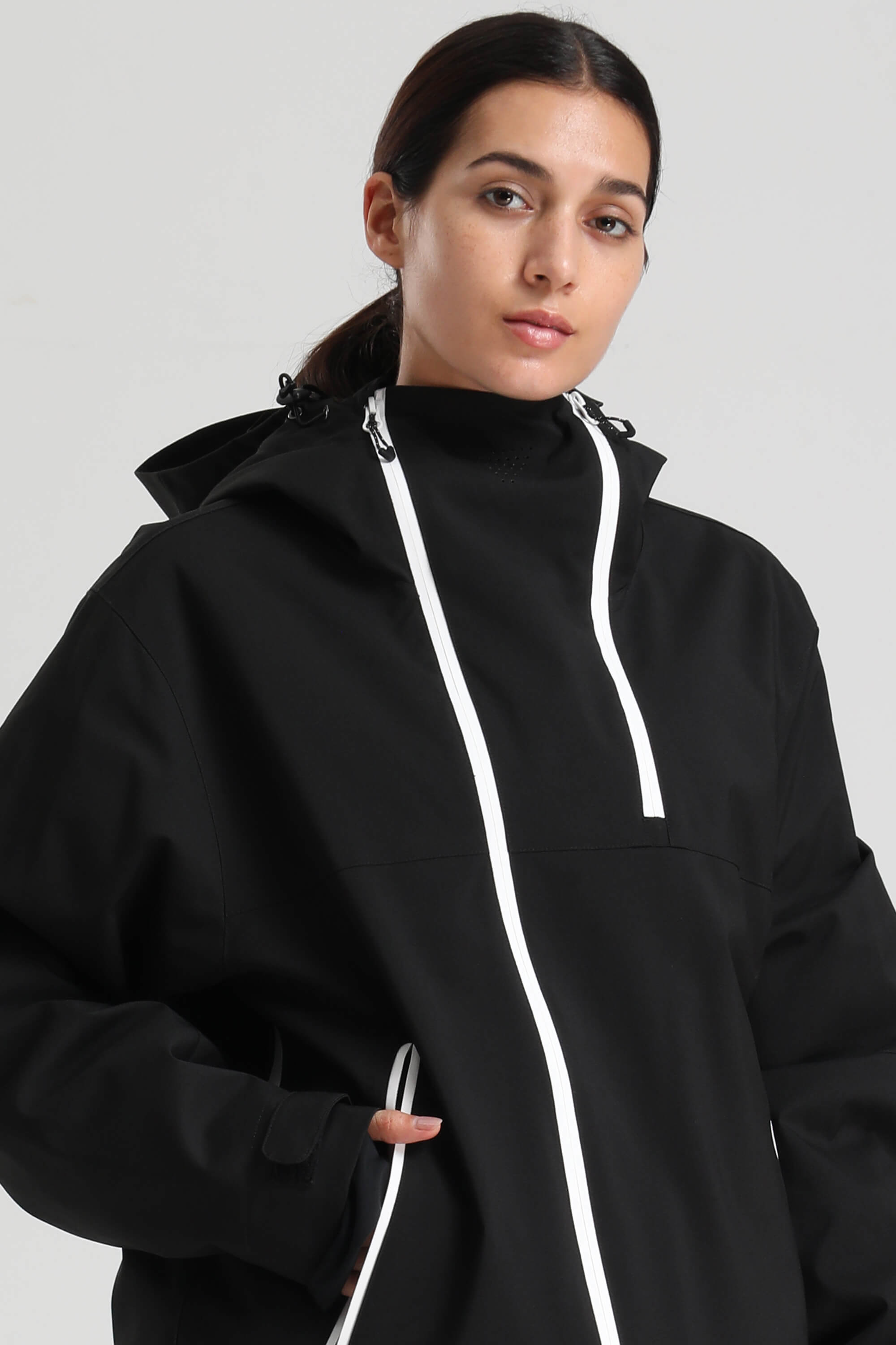 Women's Black Asym-Zip Face-Vent Ski Jacket Waterproof Insulated Snow Jacket Secondary image