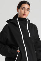 Women's Black Asym-Zip Face-Vent Ski Jacket Waterproof Insulated Snow Jacket