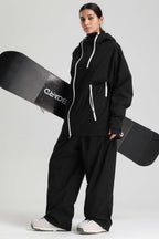 Women's Black Asym-Zip Face-Vent Ski Jacket Waterproof Insulated Snow Jacket