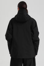 Women's Black Asym-Zip Face-Vent Ski Jacket Waterproof Insulated Snow Jacket