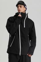 Men's Khaki Asym-Zip Face-Vent Ski Jacket Waterproof Insulated Snow Jacket