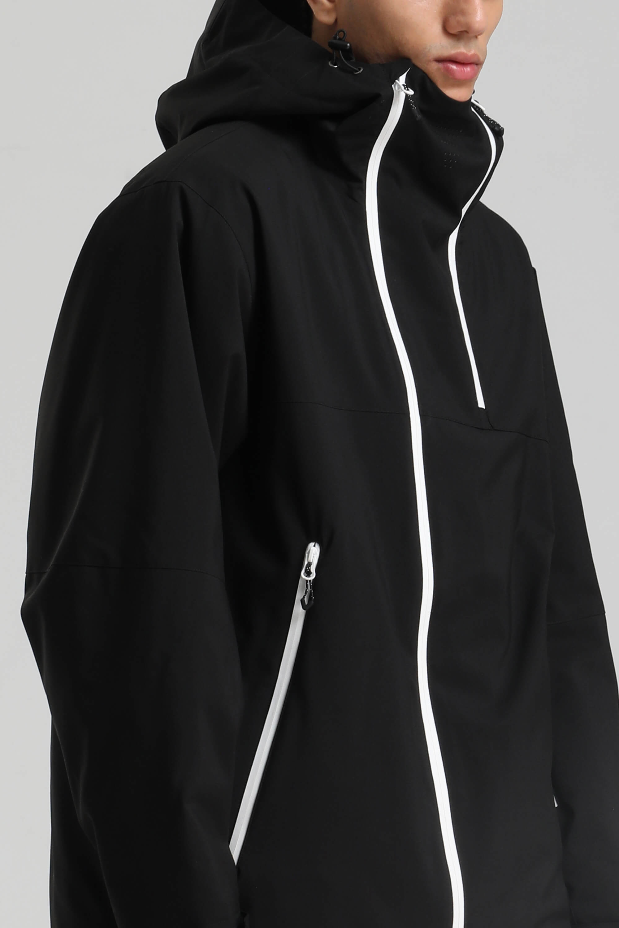 Men's Black Asym-Zip Face-Vent Ski Jacket Waterproof Insulated Snow Jacket Secondary image