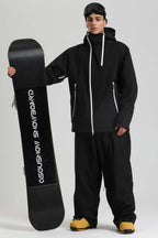 Men's Black Asym-Zip Face-Vent Ski Jacket Waterproof Insulated Snow Jacket