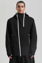 Men's Black & Coffee Asym-Zip Face-Vent Ski Jacket Waterproof Insulated Snow Jacket