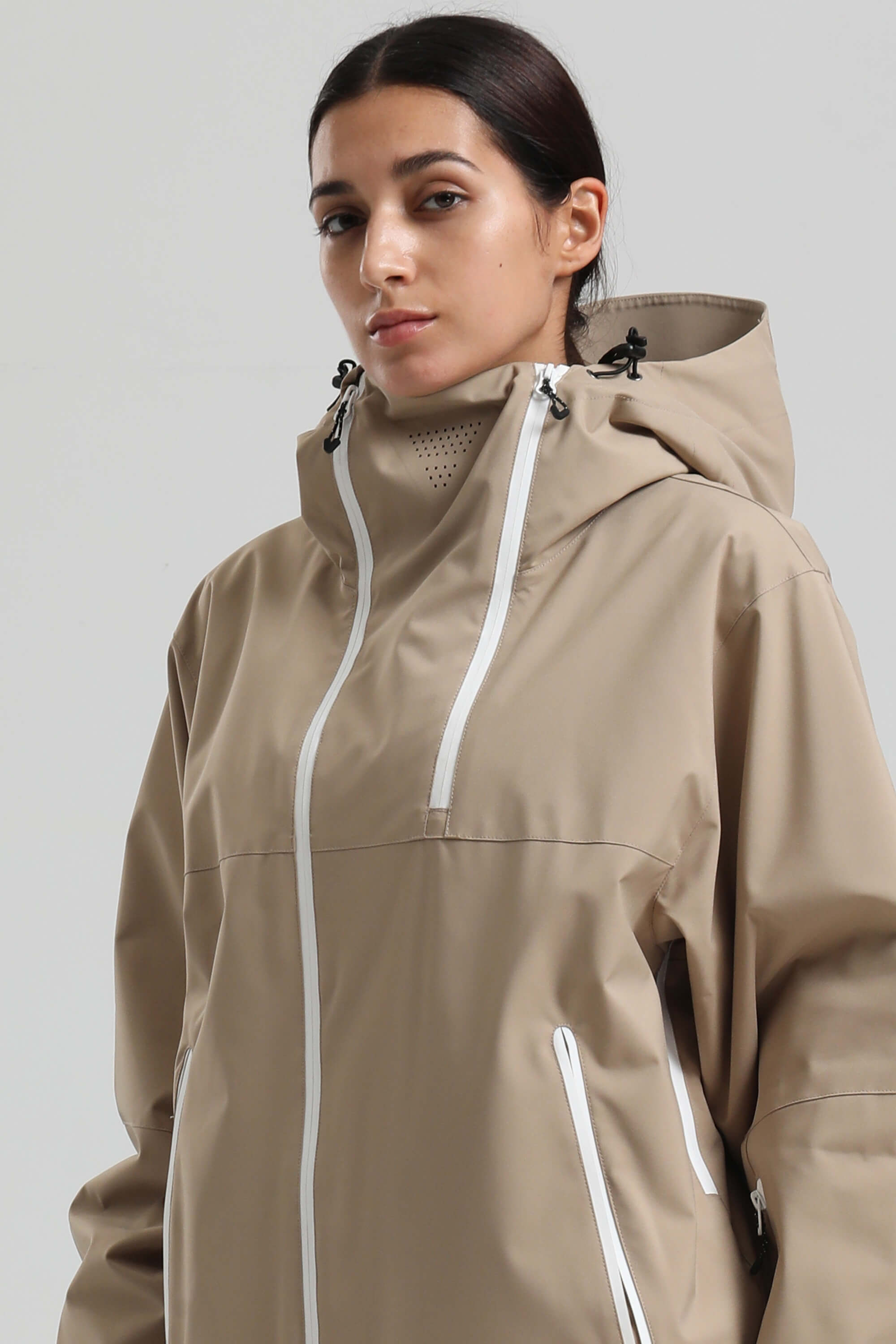 Women's Khaki Asym-Zip Face-Vent Ski Jacket Waterproof Insulated Snow Jacket Secondary image