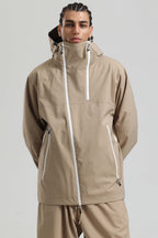 Men's White & Black Asym-Zip Face-Vent Ski Jacket Waterproof Insulated Snow Jacket