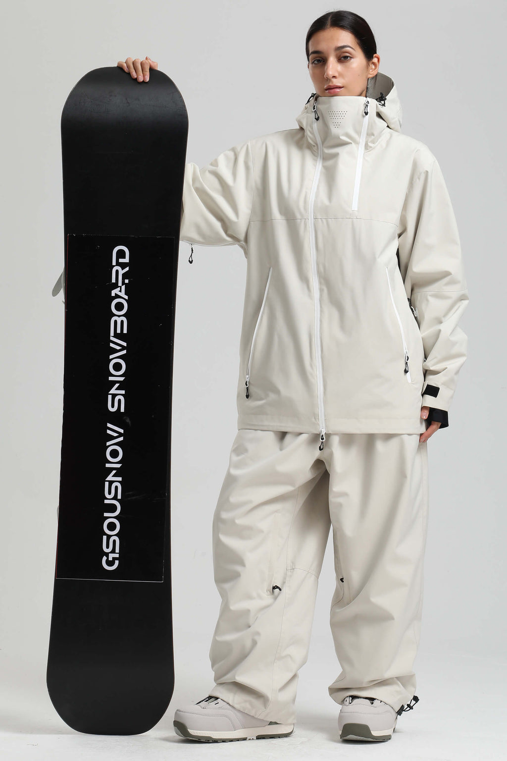 Women's Off White Asym-Zip Face-Vent Ski Jacket Waterproof Insulated Snow Jacket