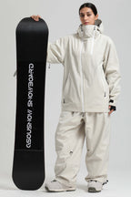 Women's Off White Asym-Zip Face-Vent Ski Jacket Waterproof Insulated Snow Jacket