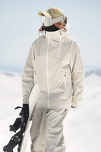 Women's Black & Grey Asym-Zip Face-Vent Ski Jacket Waterproof Insulated Snow Jacket