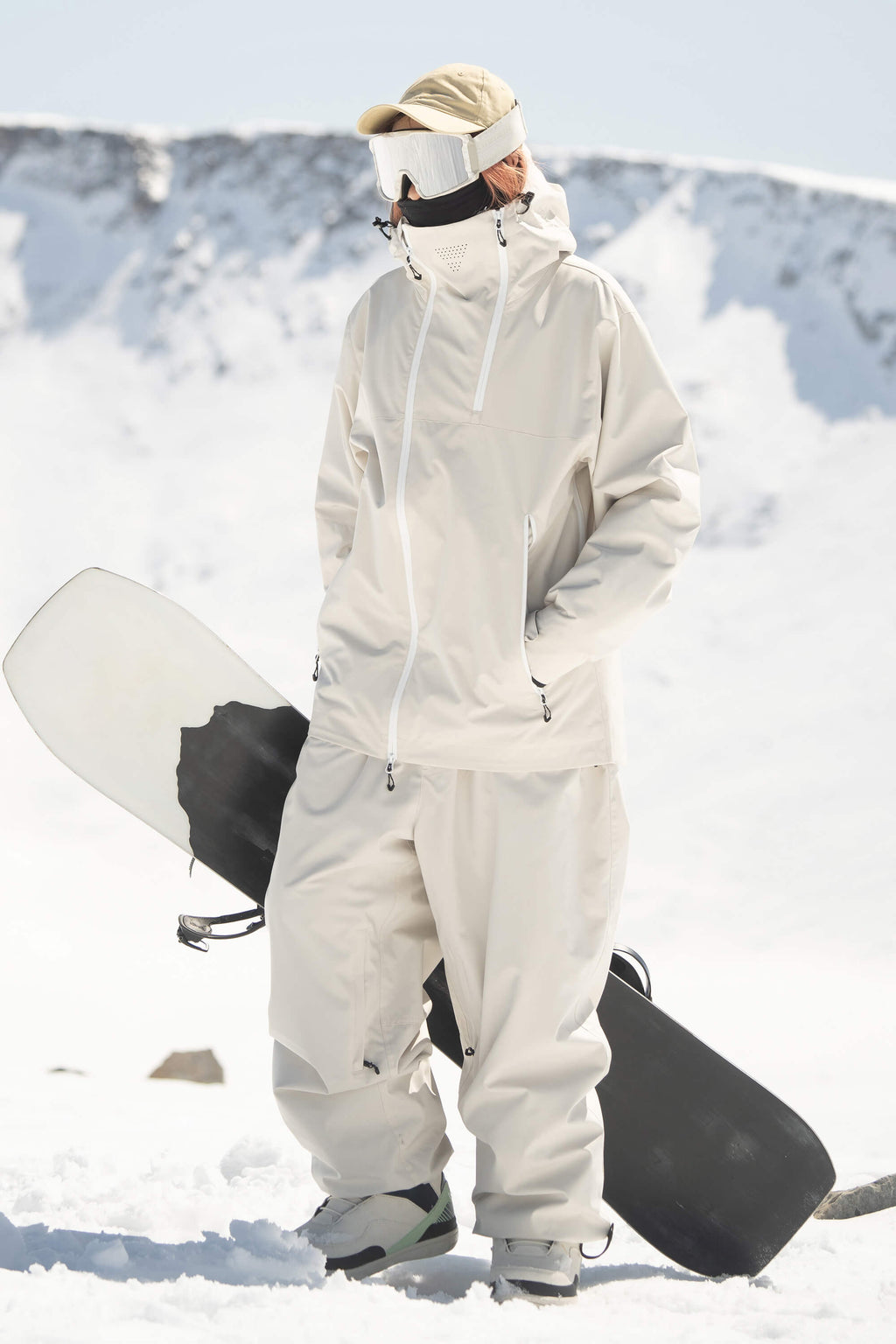 Women's Off White Asym-Zip Face-Vent Ski Jacket Waterproof Insulated Snow Jacket