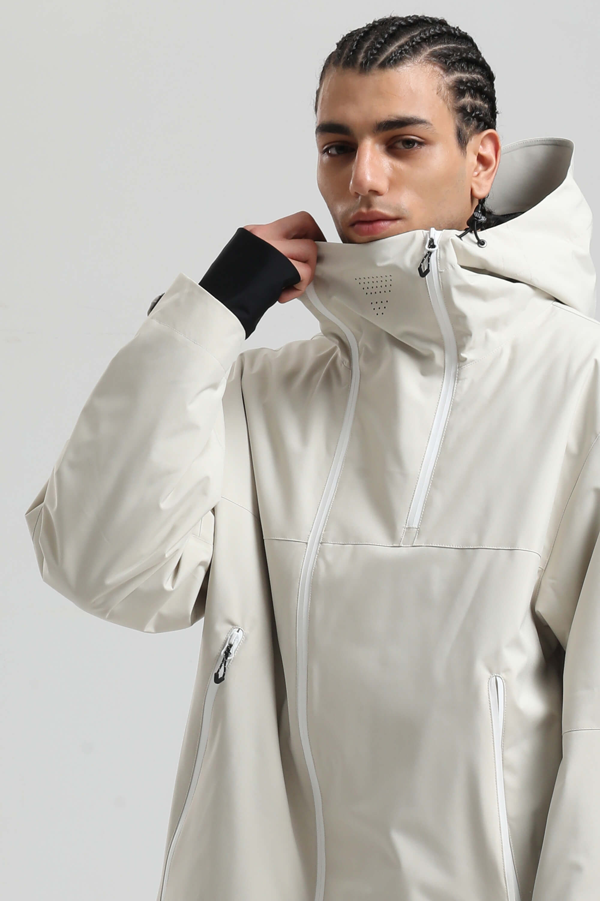 Men's Off White Asym-Zip Face-Vent Ski Jacket Waterproof Insulated Snow Jacket Secondary image