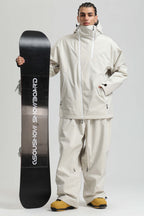 Men's Off White Asym-Zip Face-Vent Ski Jacket Waterproof Insulated Snow Jacket