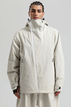 Men's Black & Coffee Asym-Zip Face-Vent Ski Jacket Waterproof Insulated Snow Jacket