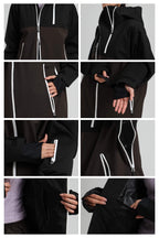 Women's Black & Grey Asym-Zip Face-Vent Ski Jacket Waterproof Insulated Snow Jacket
