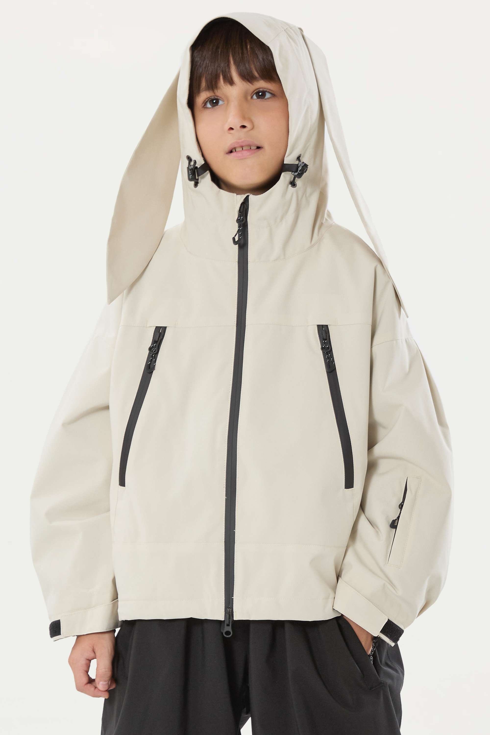 Boys Off White Detachable-Hood Waterproof Insulated Ski Jacket Snow Jacket Main image
