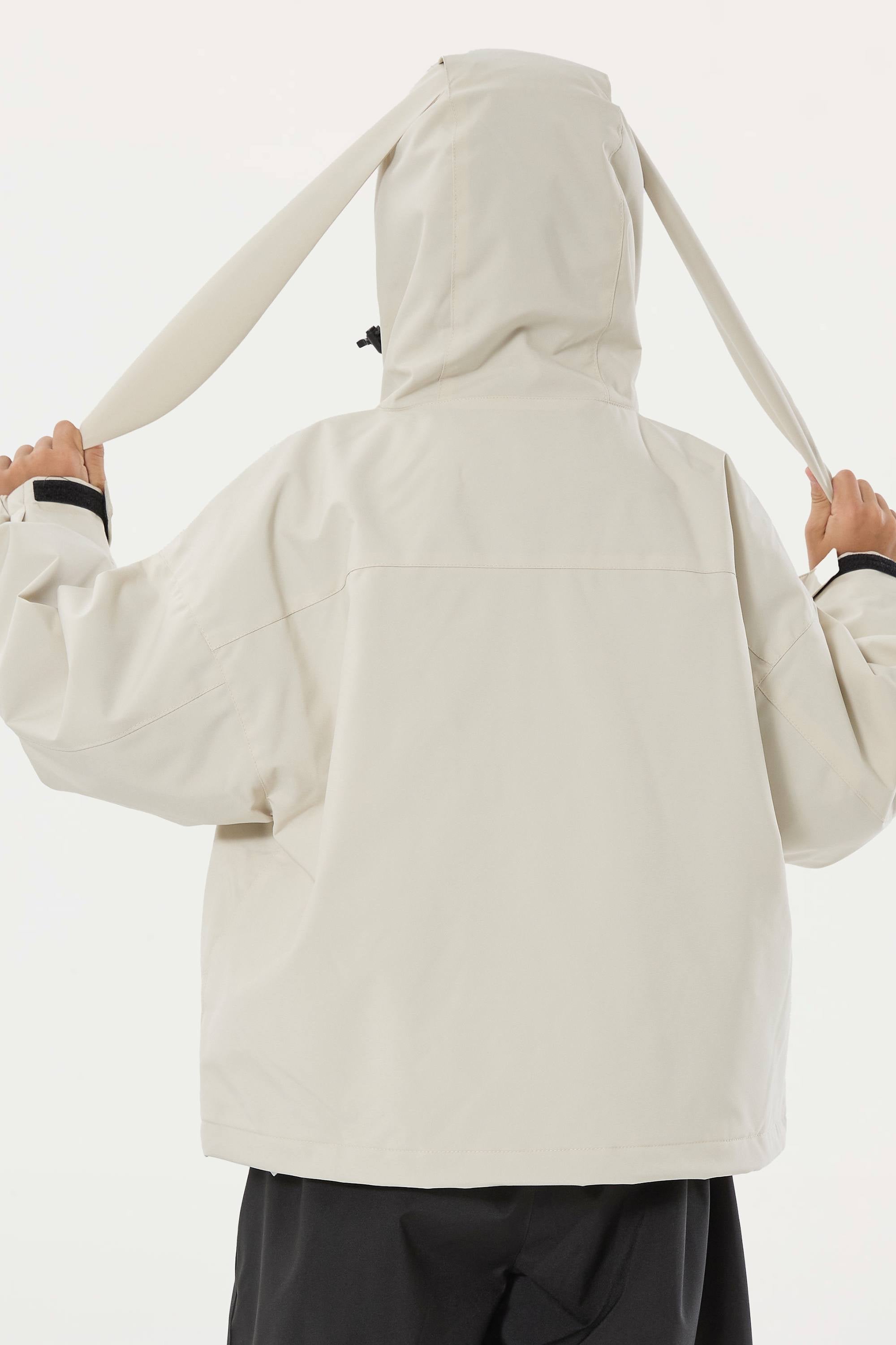 Boys Off White Detachable-Hood Waterproof Insulated Ski Jacket Snow Jacket