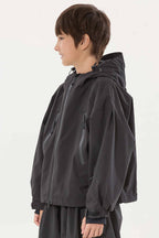 Boys Khaki Detachable-Hood Waterproof Insulated Ski Jacket Snow Jacket