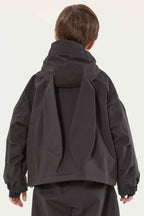 Boys Black Detachable-Hood Waterproof Insulated Ski Jacket Snow Jacket