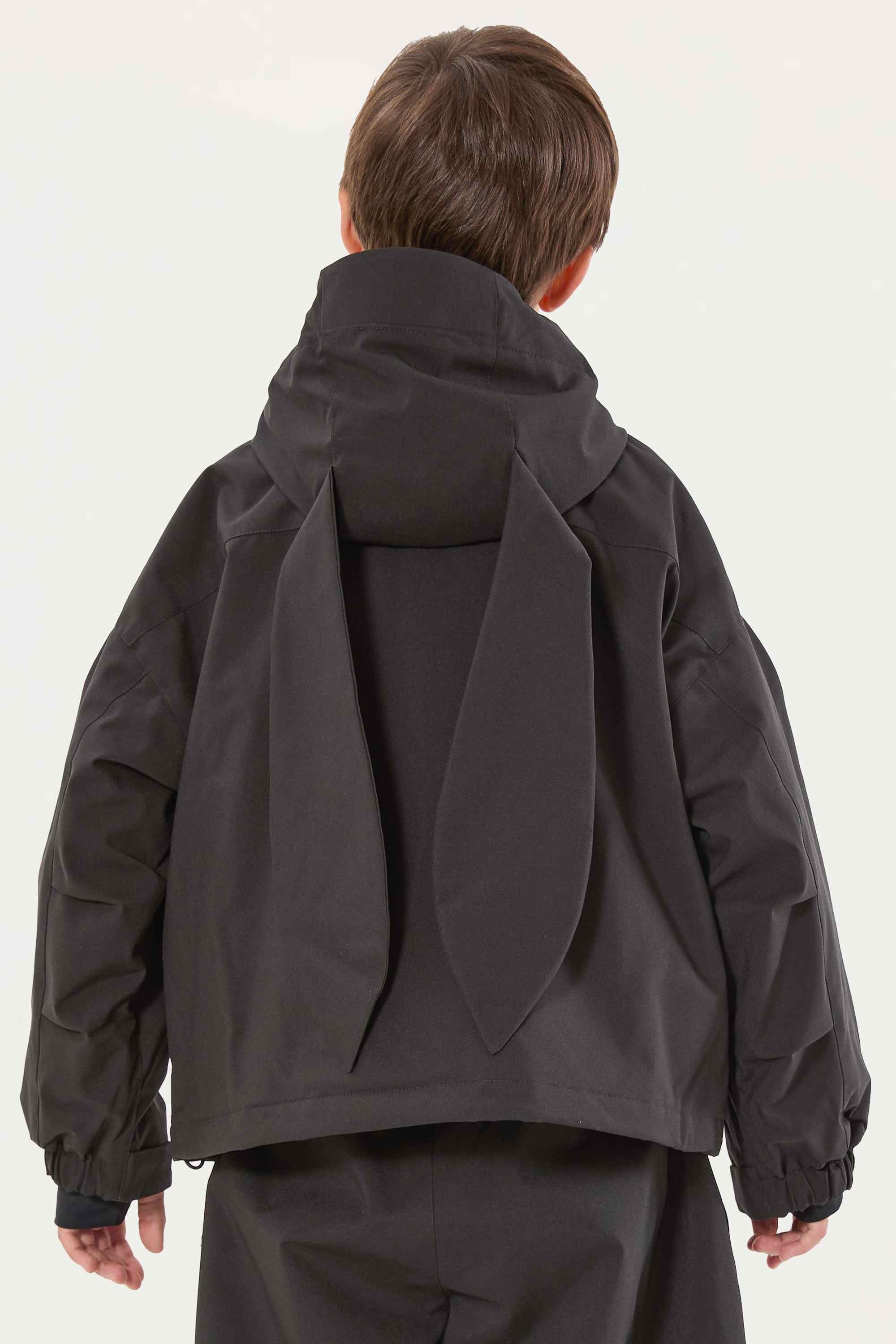 Boys Black Detachable-Hood Waterproof Insulated Ski Jacket Snow Jacket