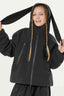 Girls Black Detachable-Hood Waterproof Insulated Ski Jacket Snow Jacket