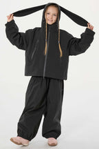 Girls Black Detachable-Hood Waterproof Insulated Ski Jacket Snow Jacket