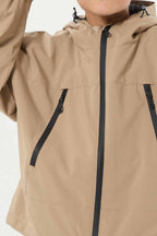 Boys Khaki Detachable-Hood Waterproof Insulated Ski Jacket Snow Jacket