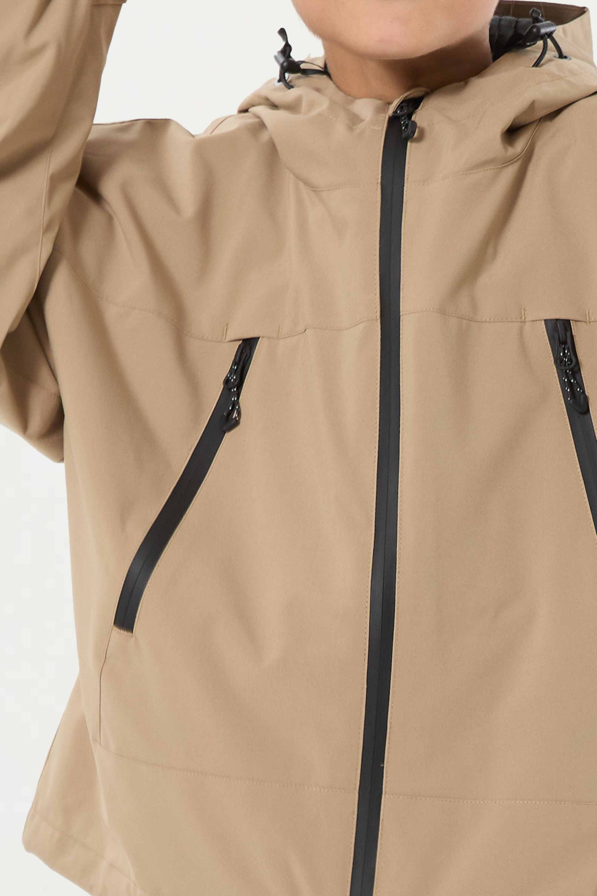 Boys Khaki Detachable-Hood Waterproof Insulated Ski Jacket Snow Jacket