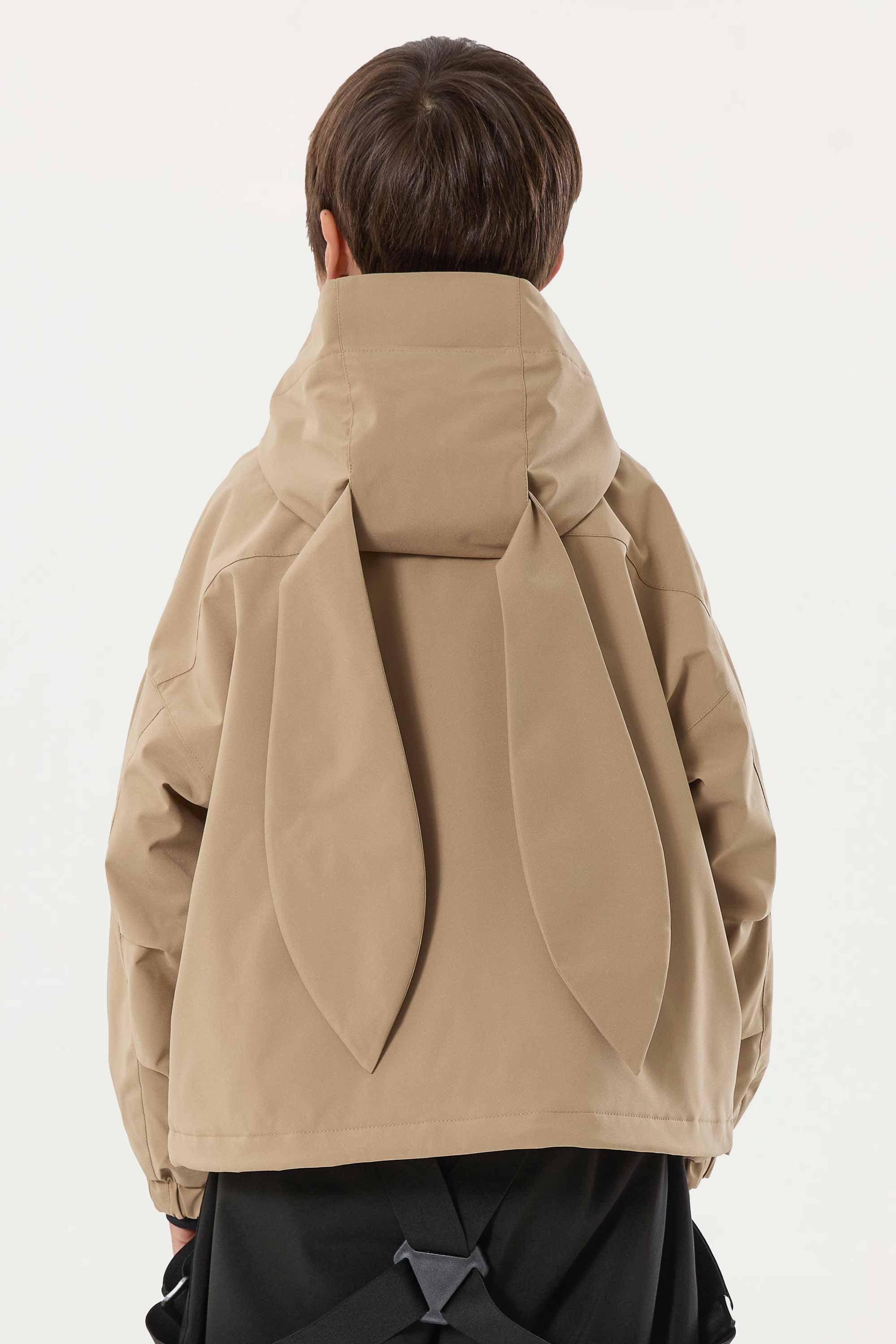 Boys Khaki Detachable-Hood Waterproof Insulated Ski Jacket Snow Jacket