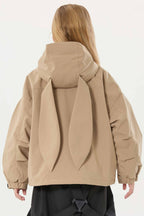Girls Khaki Detachable-Hood Waterproof Insulated Ski Jacket Snow Jacket