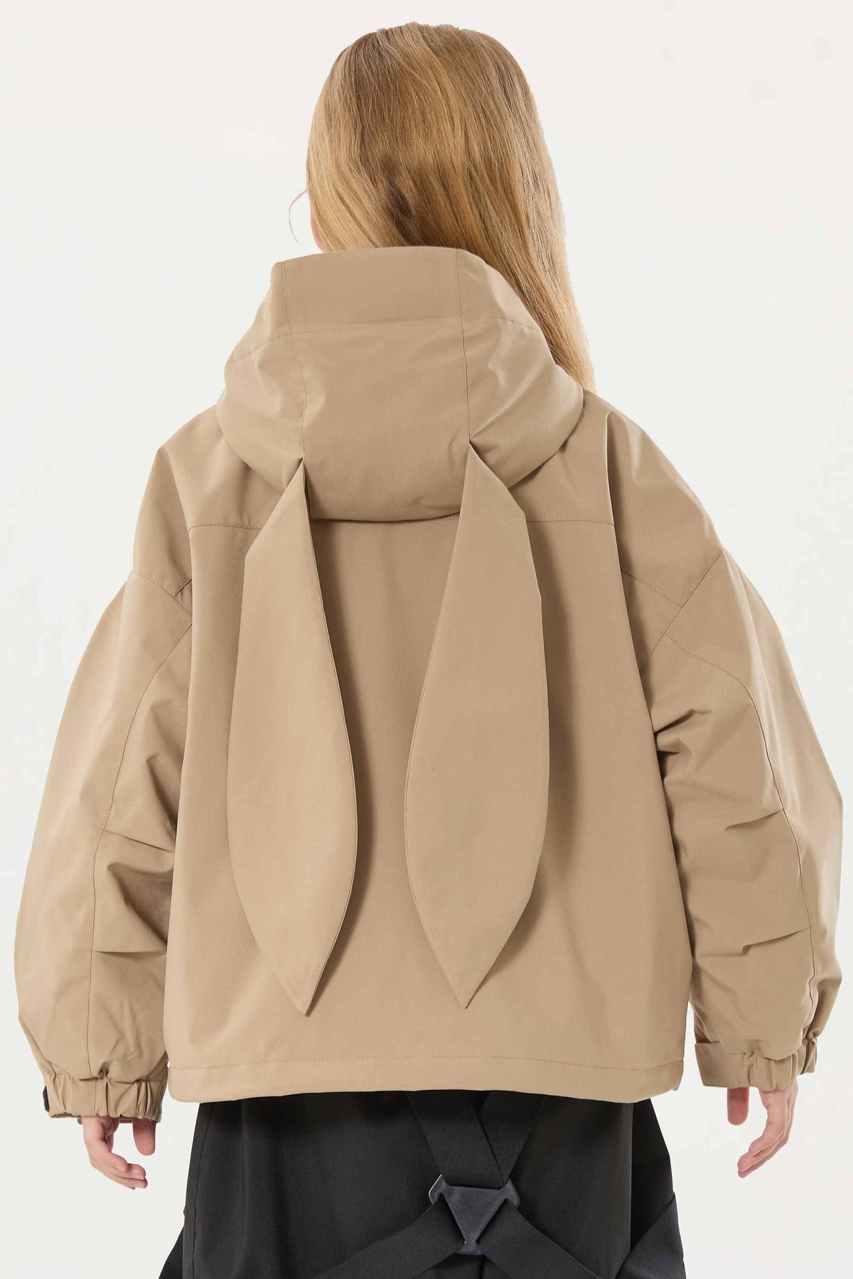 Girl's Khaki Detachable Ear Hood Waterproof Insulated Snow Jacket