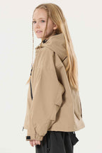 Girls Khaki Detachable-Hood Waterproof Insulated Ski Jacket Snow Jacket