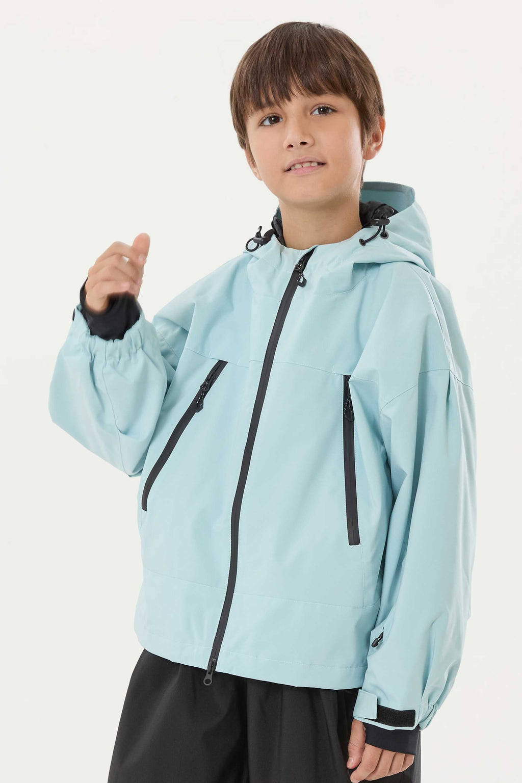 Boys Black Detachable-Hood Waterproof Insulated Ski Jacket Snow Jacket