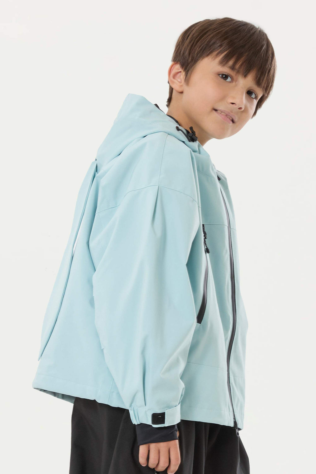 Boys Ice Blue Detachable-Hood Waterproof Insulated Ski Jacket Snow Jacket