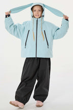 Girls Ice Blue Detachable-Hood Waterproof Insulated Ski Jacket Snow Jacket