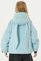 Girls Ice Blue Detachable-Hood Waterproof Insulated Ski Jacket Snow Jacket