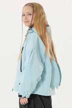 Girls Ice Blue Detachable-Hood Waterproof Insulated Ski Jacket Snow Jacket
